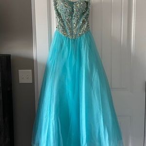 Strapless Terani Couture Blue Homecoming Dress